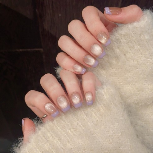 Frenchie Lila Magnética- Uñas Press On