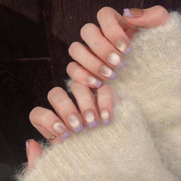 Frenchie Lila Magnética- Uñas Press On