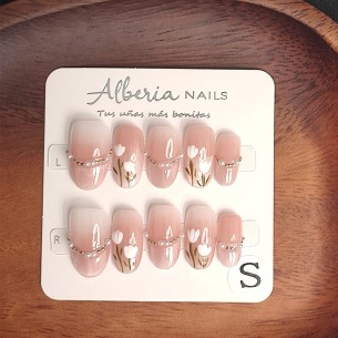 Tulipes roses-Ongles Press On