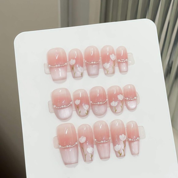 Tulipes roses-Ongles Press On