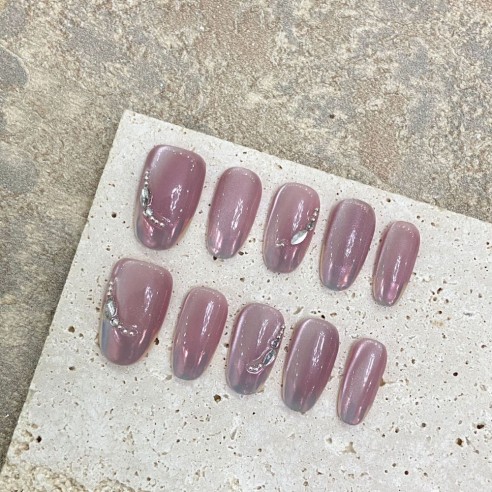 Rosa cristalina- Uñas postizas Press on