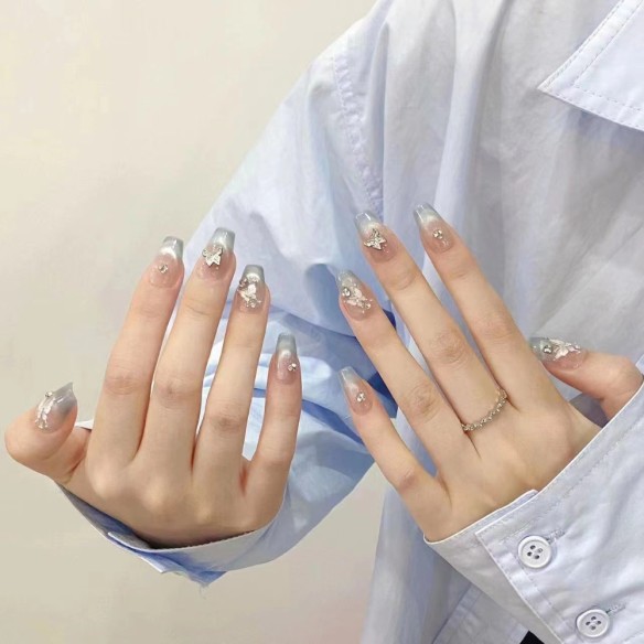 Papillon bleu- Ongles Press On