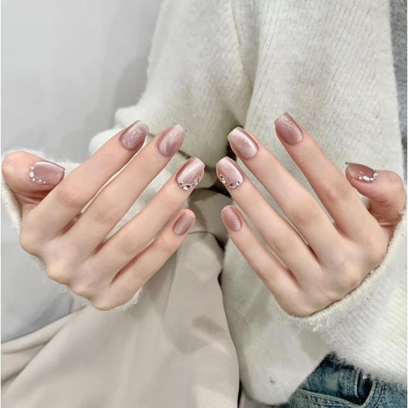 Cuarzo Rosa- Uñas postizas press on