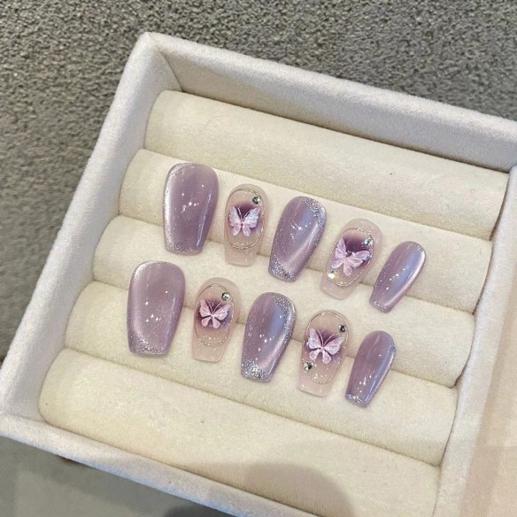 Papillon lilas- Ongles Press On