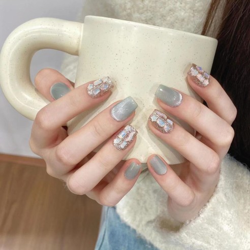 Aguamarina- Uñas postizas Press On