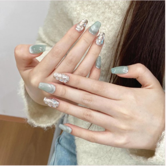 Aguamarina- Uñas postizas Press On