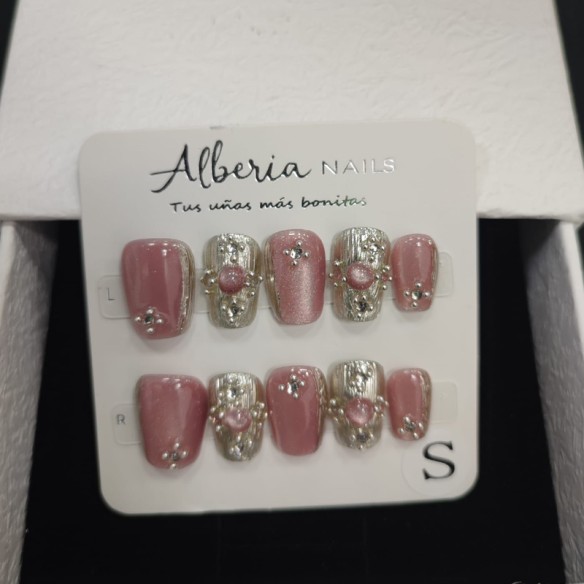 Mota Plateada- Uñas postizas press on