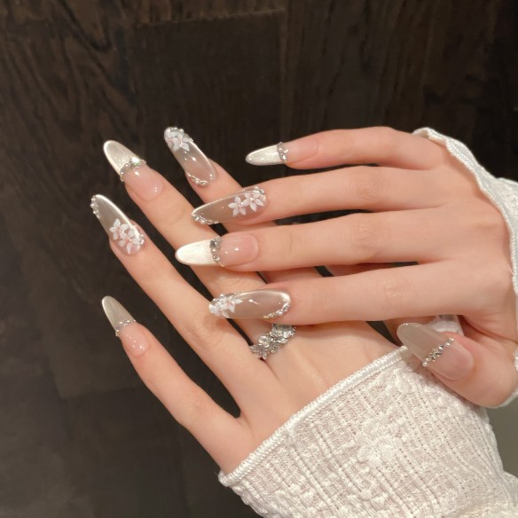 Flores de primavera-uñas postizas press on