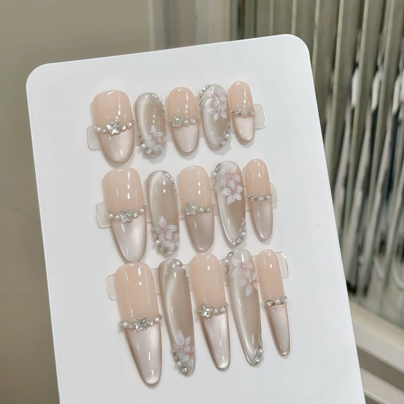 Flores de primavera-uñas postizas press on