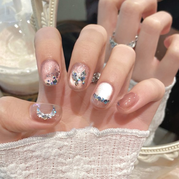 Mariposa de cristal- uñas postizas press on