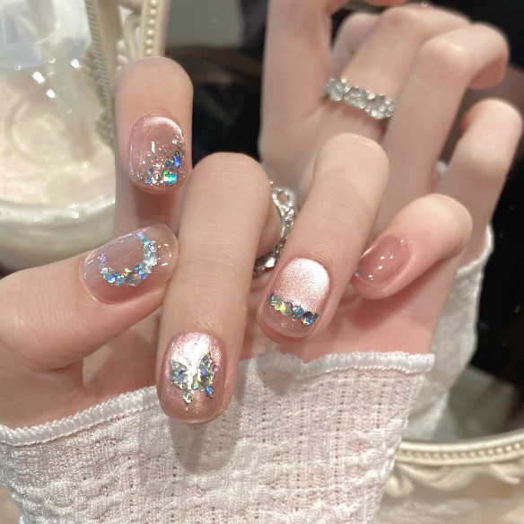 Mariposa de cristal- uñas postizas press on