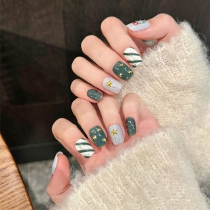 Canne de Noël- Ongles Press On 2