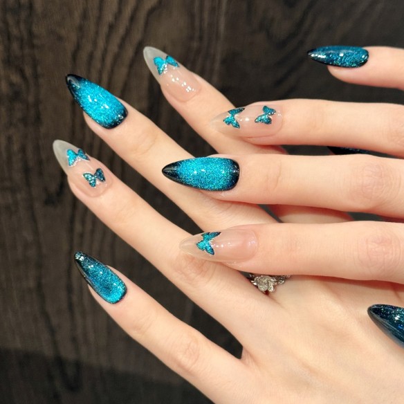 Mariposas del Océano-Uñas postizas Press On