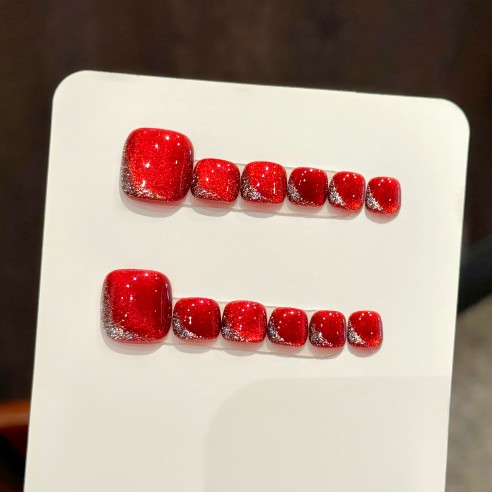 Cerise- Ongles press on Pieds