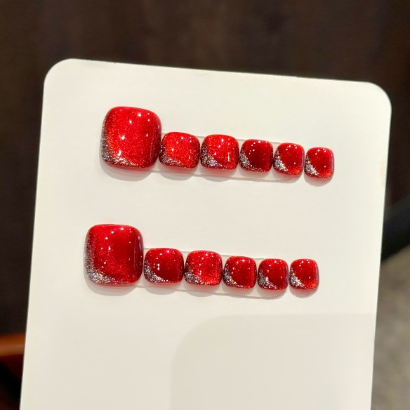 Cerise- Ongles press on Pieds