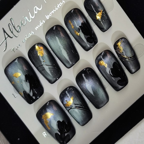 Onix Floral- Uñas Postizas Press On