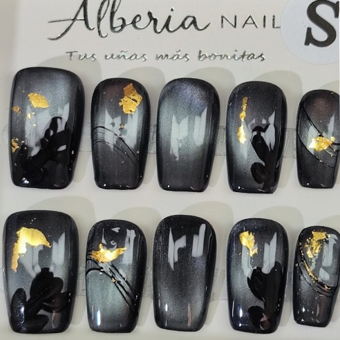 Onyx floral- Ongles Press On