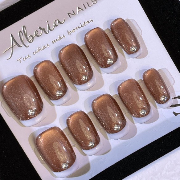 Café con Diamantes- Uñas Postizas Press On