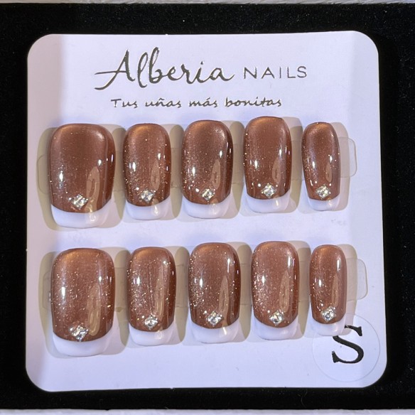 Café con Diamantes- Uñas Postizas Press On