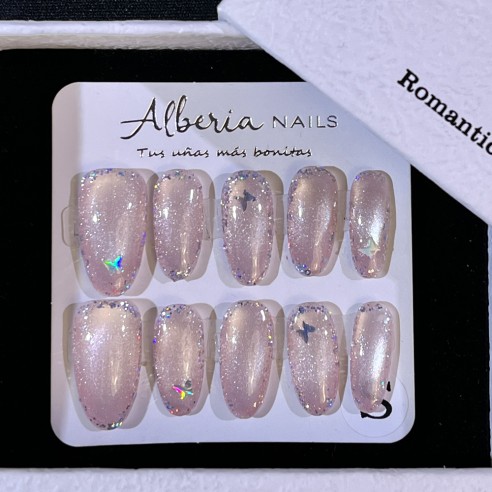 Mariposa Rosa- Uñas Press on