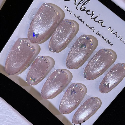 Mariposa Rosa- Uñas Press on