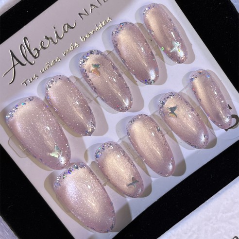 Mariposa Rosa- Uñas Press on