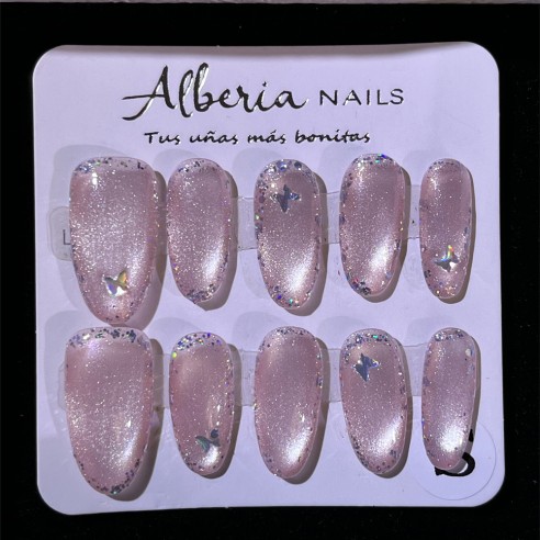 Mariposa Rosa- Uñas Press on