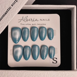 Été bleu-Ongles Press On 2