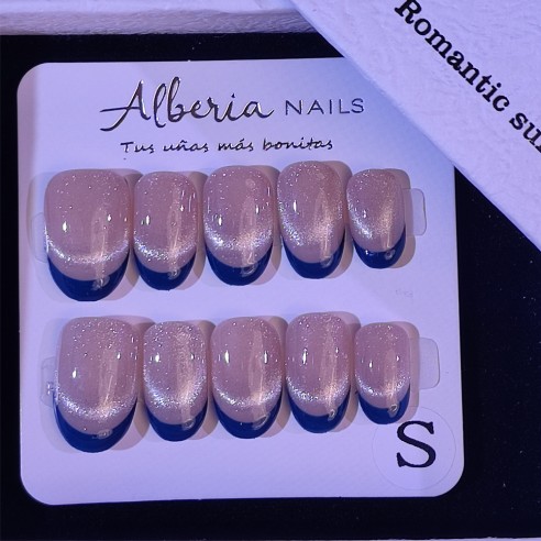 Frenchie Aurora Azul- Uñas Press On