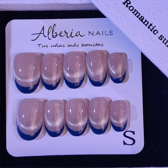 Frenchie Aurora Azul- Uñas Press On