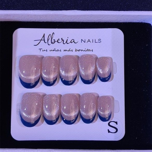 Frenchie Aurora Azul- Uñas Press On