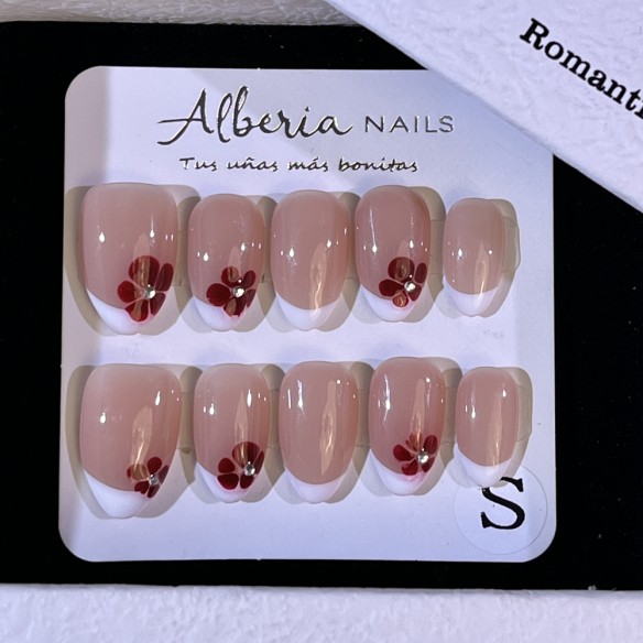 Frenchie Flor- Uñas Press On