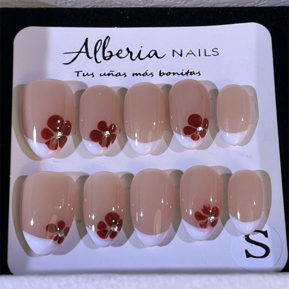 Frenchie Flor- Uñas Press On