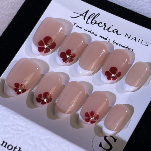 Frenchie Flor- Uñas Press On