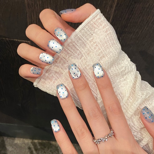 Cielo estrellado-Uñas postizas Hechas a mano