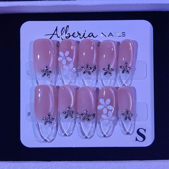 Flor de cristal- Uñas Press On
