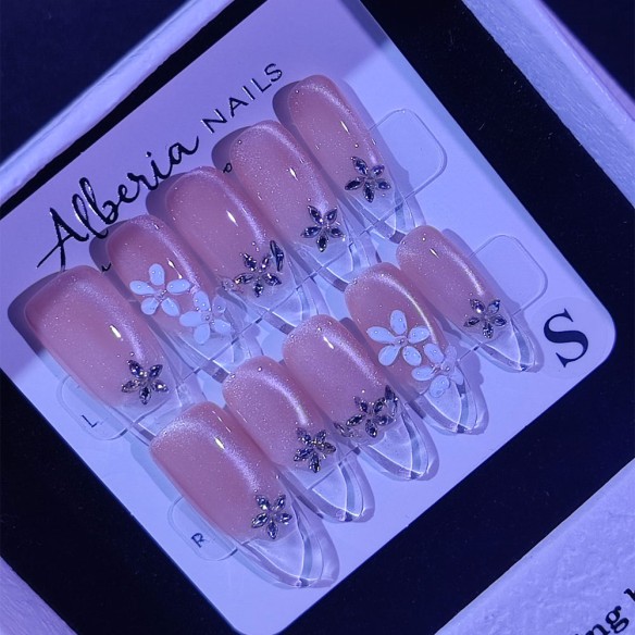 Flor de cristal- Uñas Press On