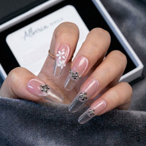 Flor de cristal- Uñas Press On