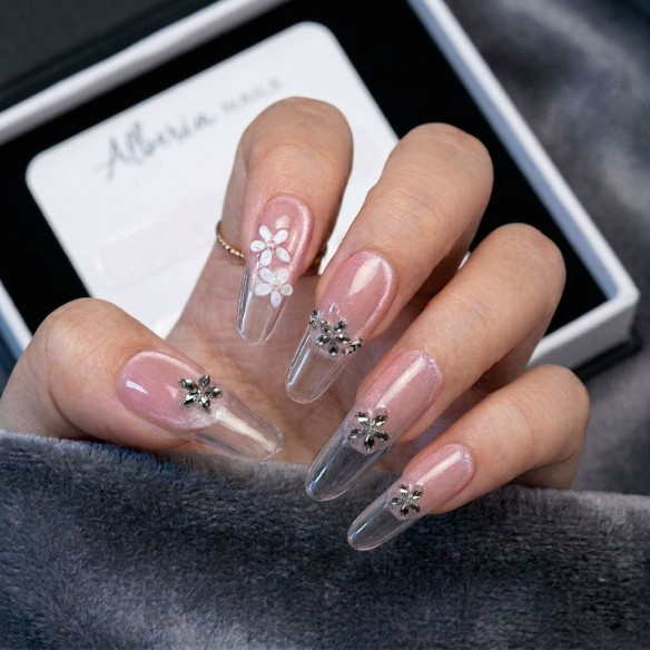 Flor de cristal- Uñas Press On