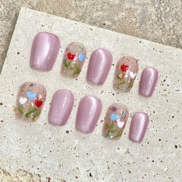 Tulipán-Uñas Press On