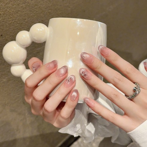 Flor de melocotón- uñas postizas...