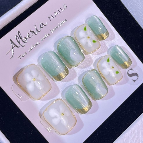 Flor de Nieve- Uñas Press On