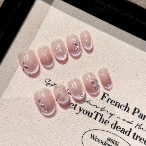 Flor de melocotón- uñas postizas press on