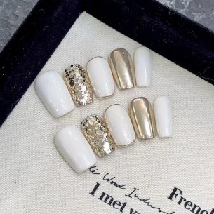 Oro Blanco- Uñas Press On
