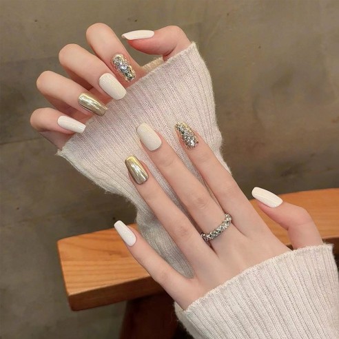 Oro Blanco- Uñas Press On