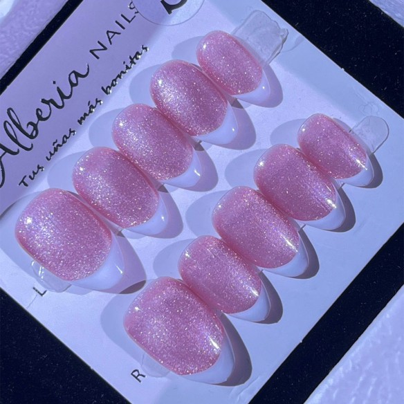 Frenchie glitter- Uñas Press On