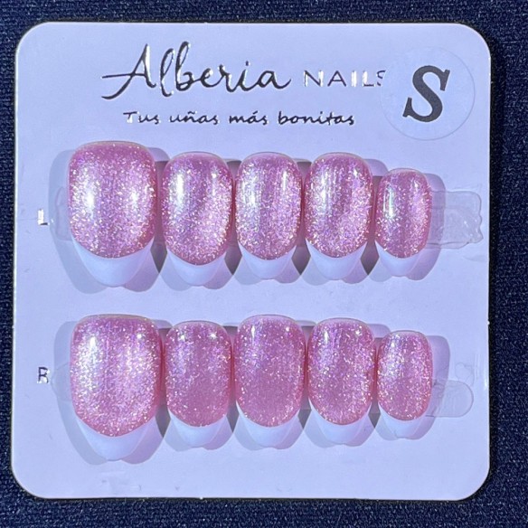 Frenchie glitter- Uñas Press On